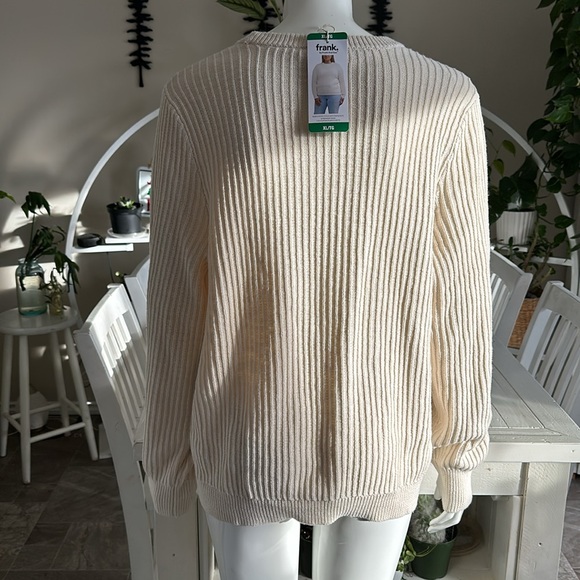 Frank and oat cream coloured XL crewneck ribbed knit sweater - Picture 6 of 13